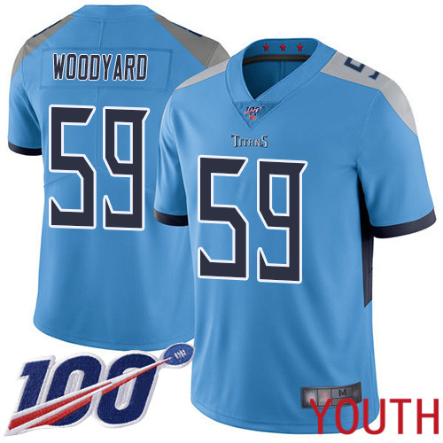 Tennessee Titans Limited Light Blue Youth Wesley Woodyard Alternate Jersey NFL Football 59 100th Season Vapor Untouchable